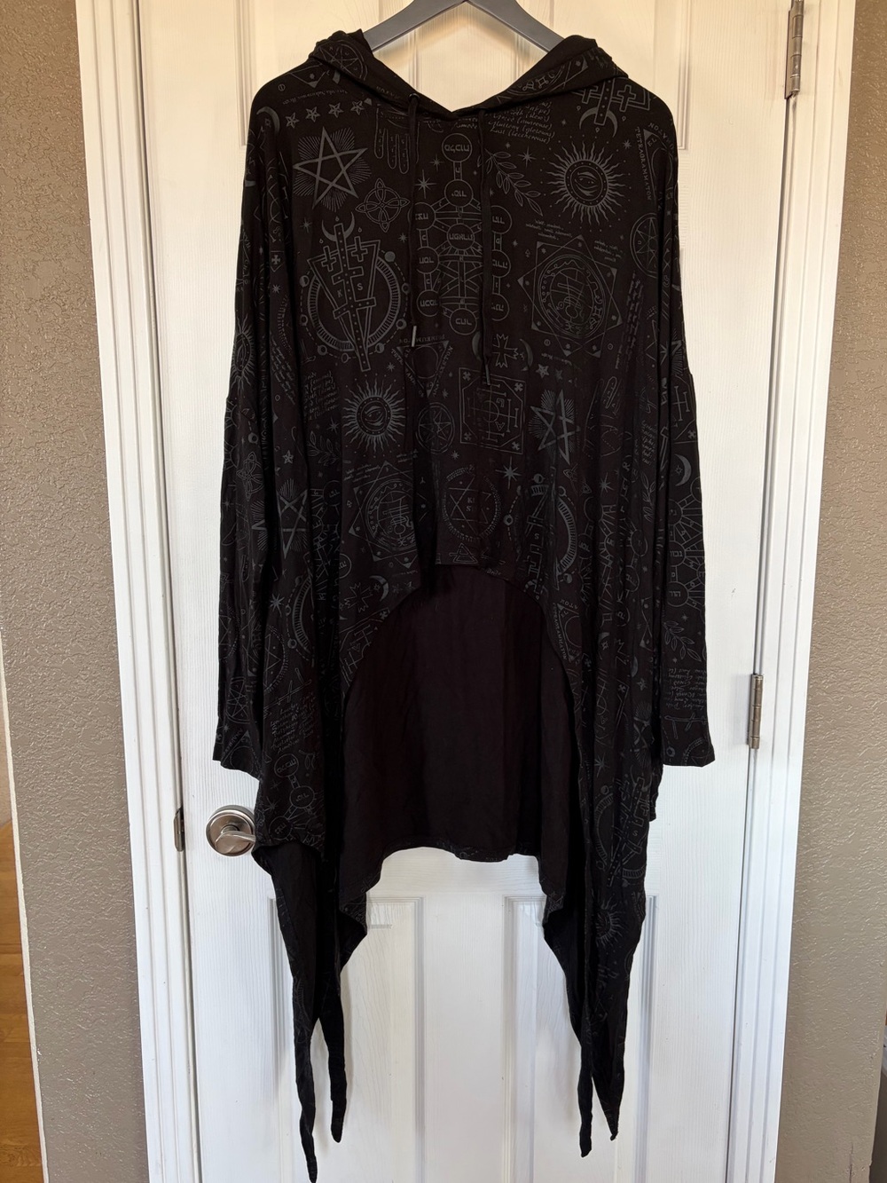 Killstar Black Hooded Asymmetric Tunic Top with Celestial Print